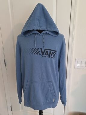 Vans Men's Dusty Blue Crewneck Hoodie with Checker Logo